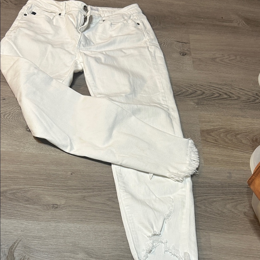 KanCan Women's White Straight Leg Jeans